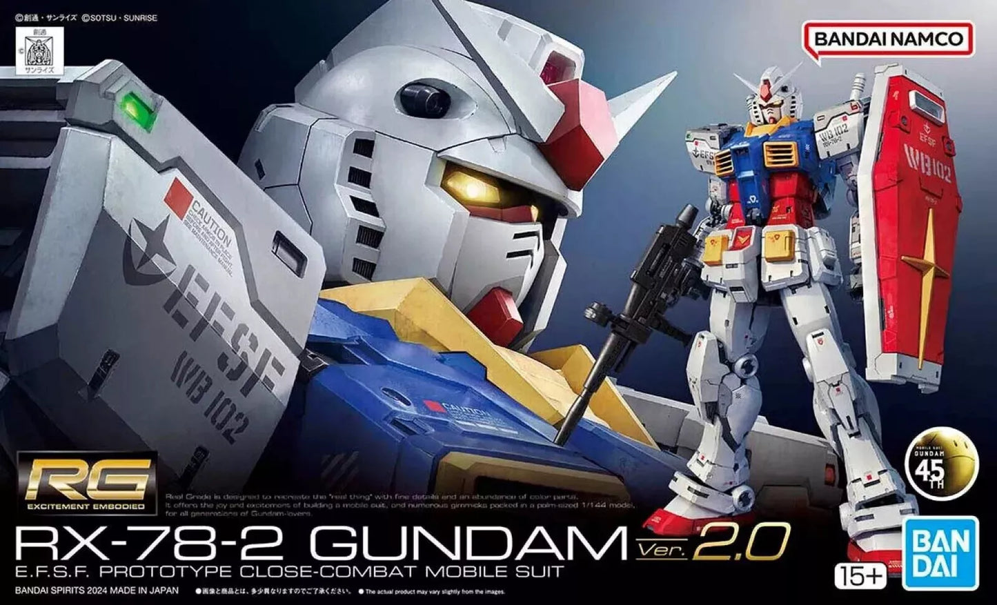 BANDAI MOBILE SUIT GUNDAM RG 1/144 RX-78-2 GUNDAM VER. 2.0 MODEL KIT